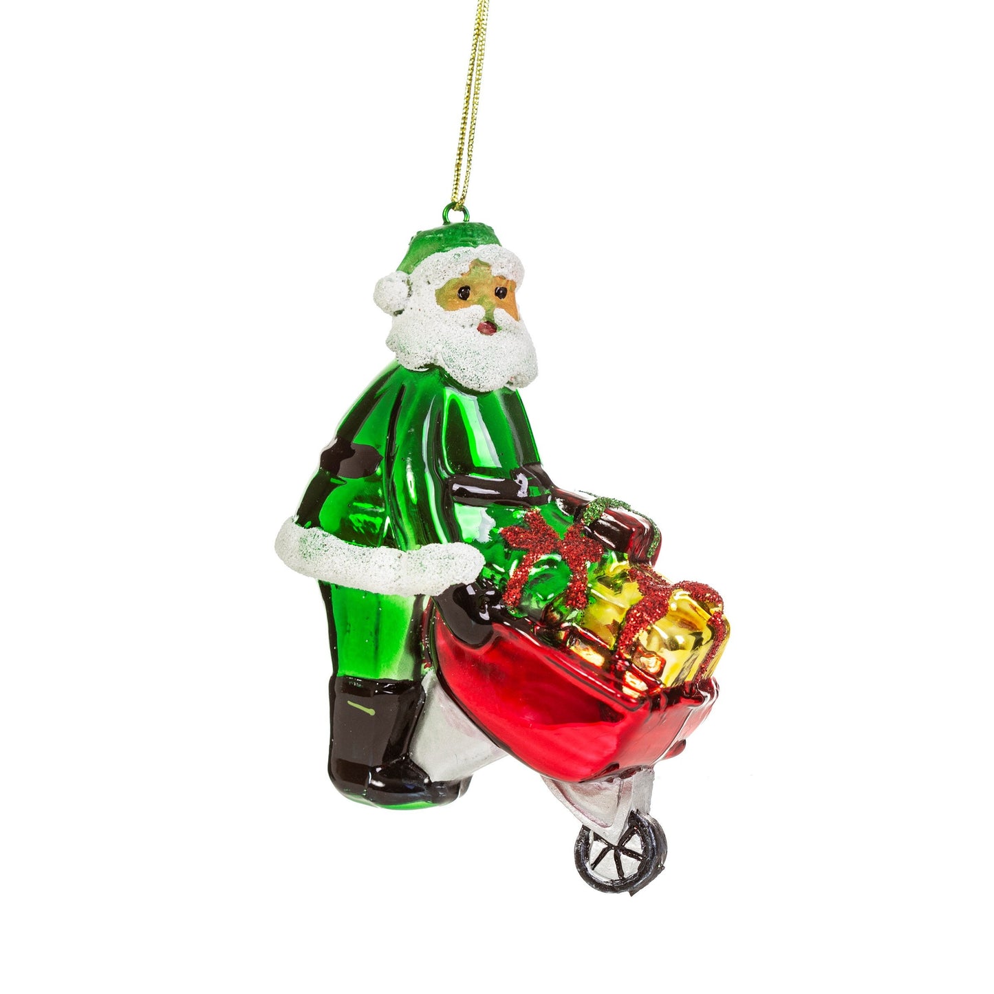Hanging Santa With Wheelbarrow Bauble Christmas Tree Decoration
