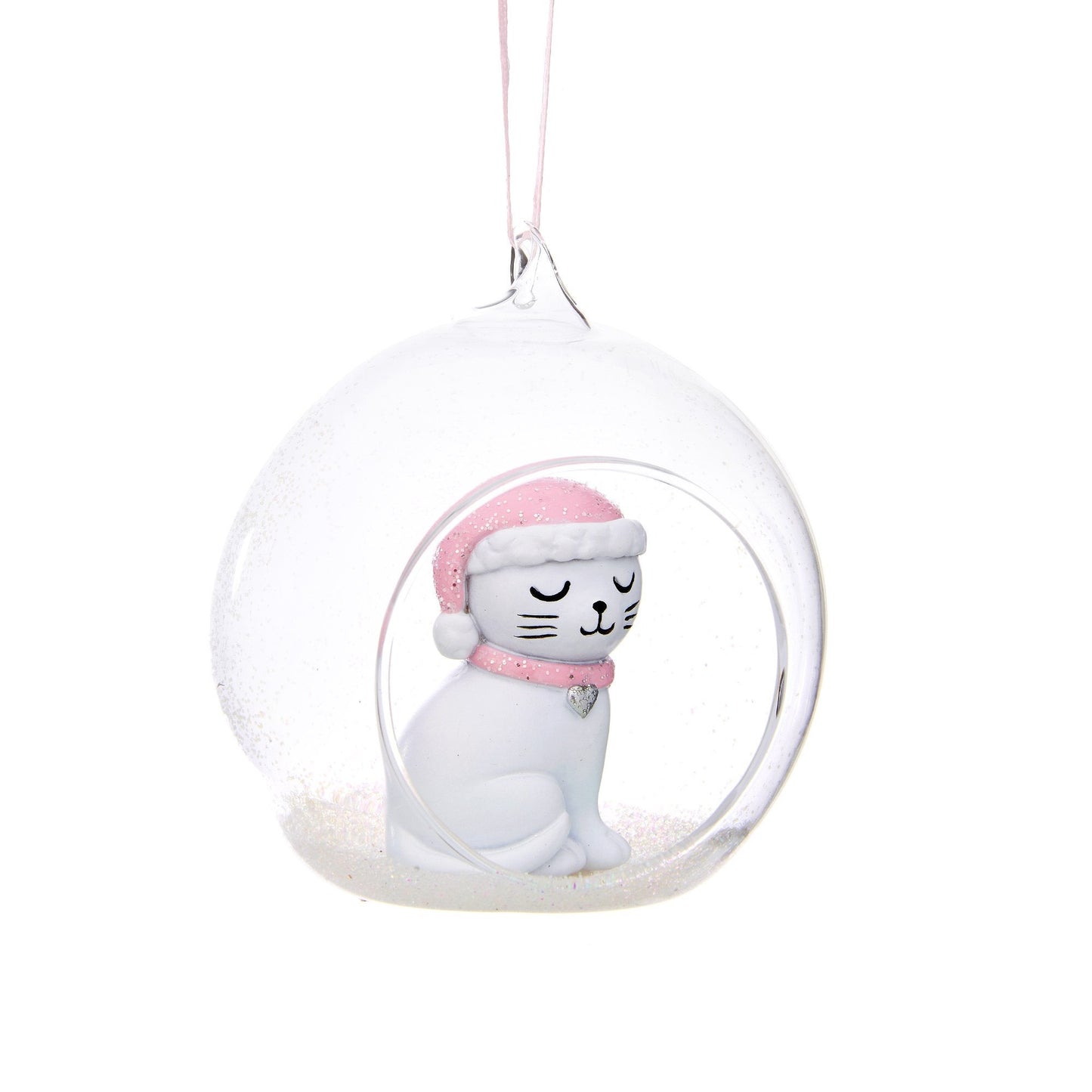 Hanging White Cat Hanging Bauble Christmas Tree Decoration