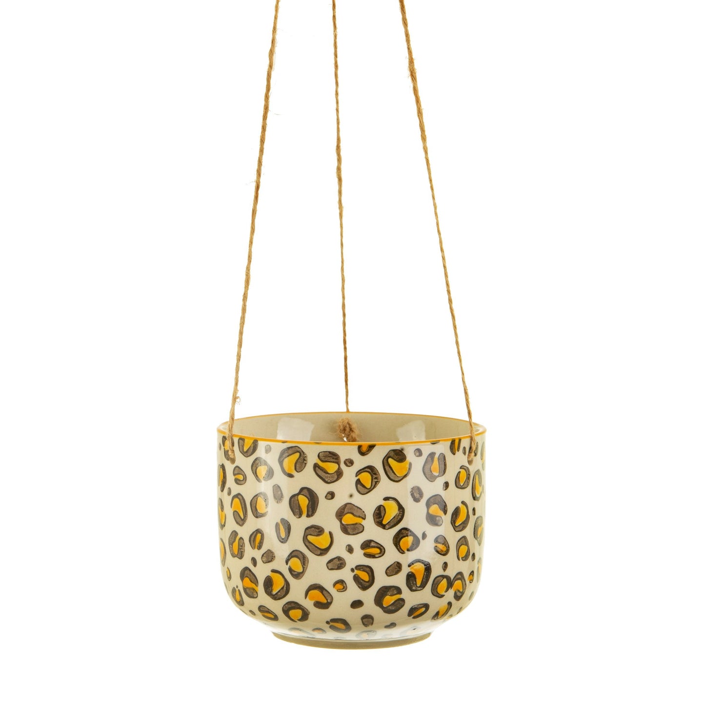 Leopard Print Hanging Planter With Succulents