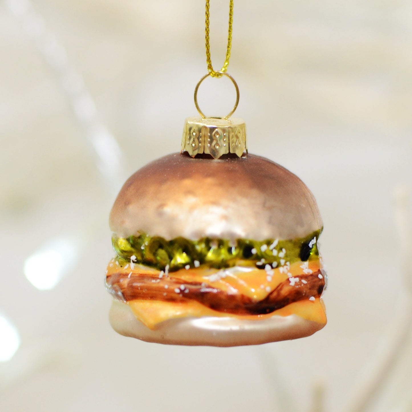 Glass Hanging Burger Bauble Christmas Tree Decoration