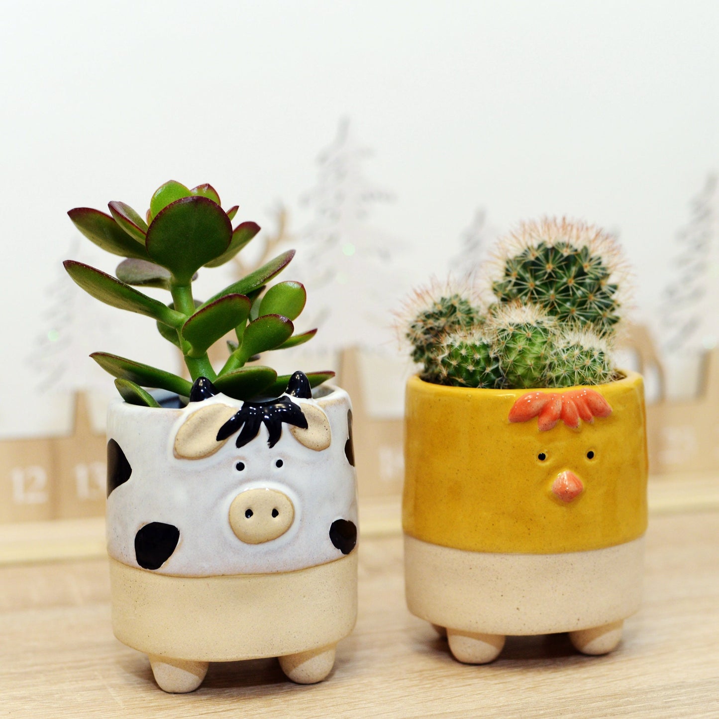Cow Chick Barnyard Planter With Choice Of Plant