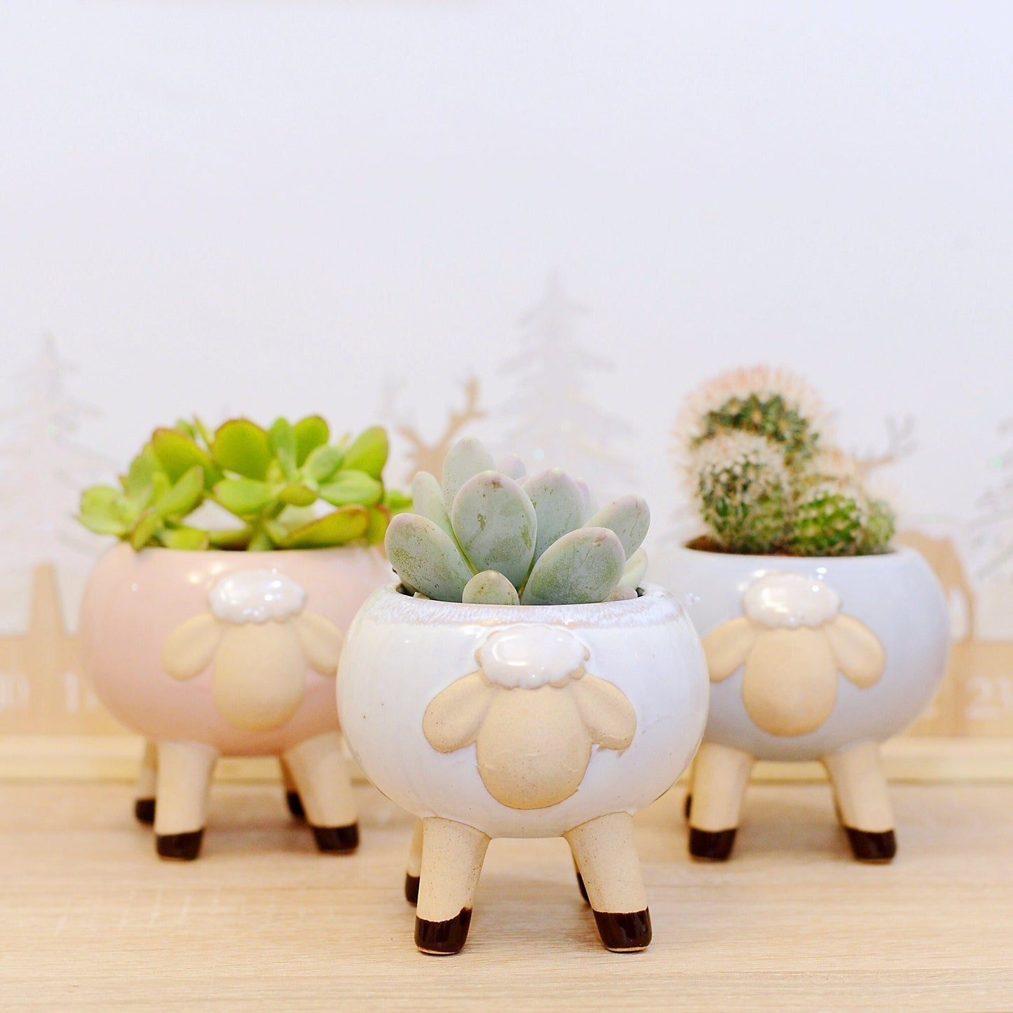 Glazed Sheep Planter With Choice Of Plant