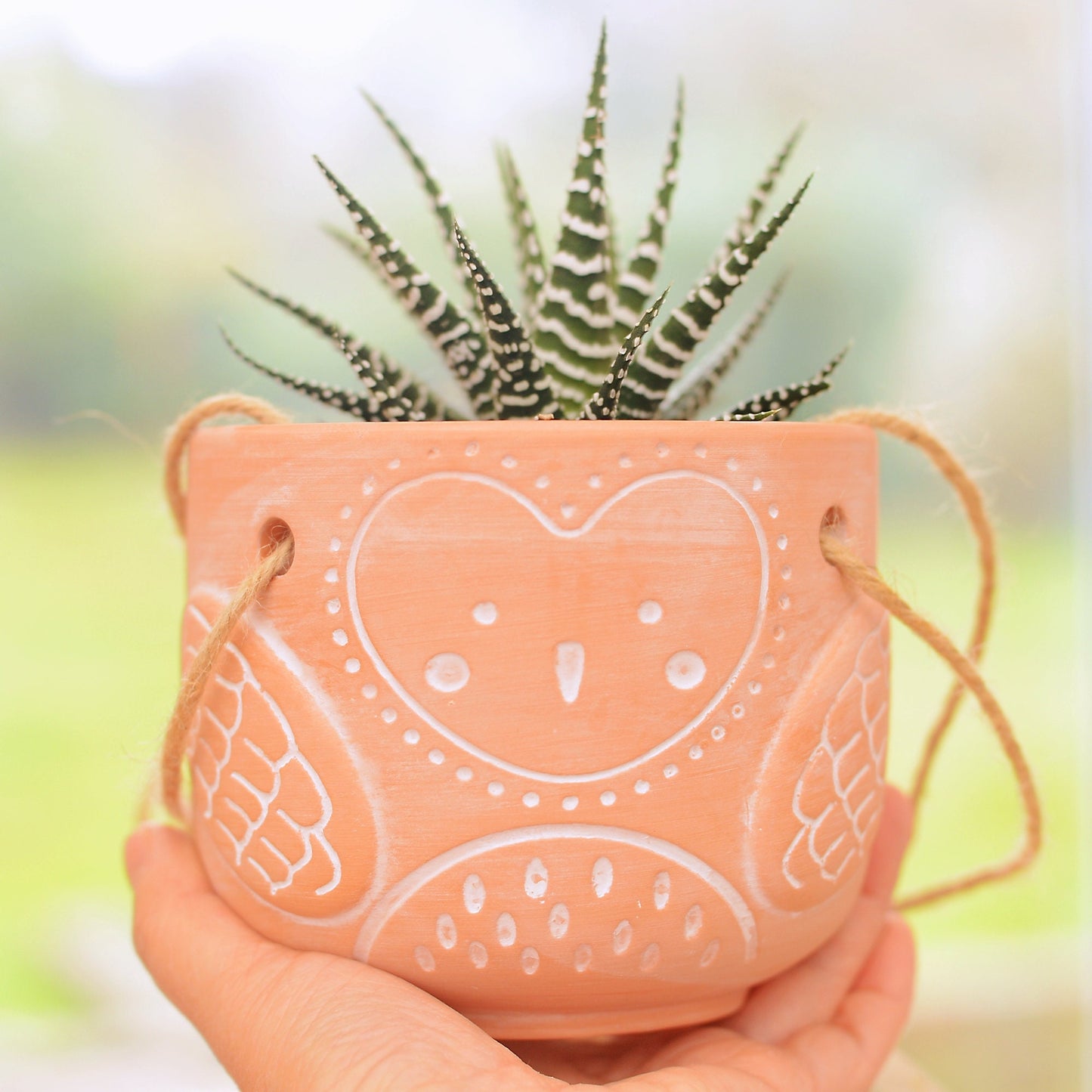 Large Terracotta Hanging Owl Planter With Choice Of Plant
