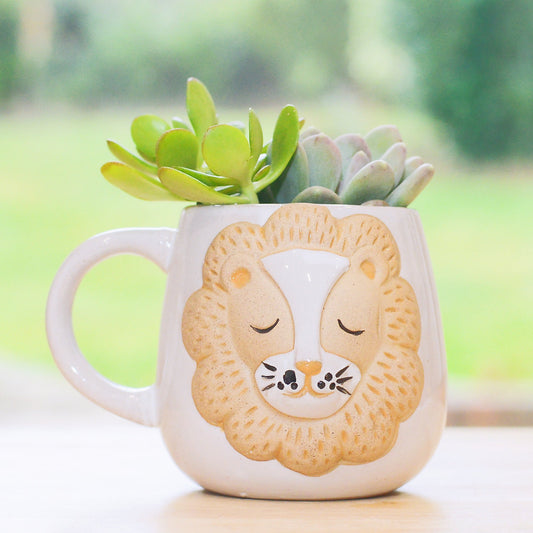 Lion Mug Planter With Choices Of Plants
