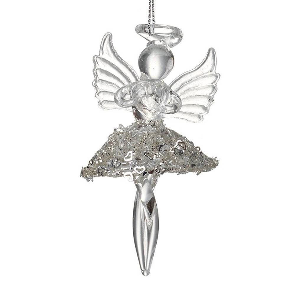 Glass Hanging Angel With Skirt Christmas Tree Decoration
